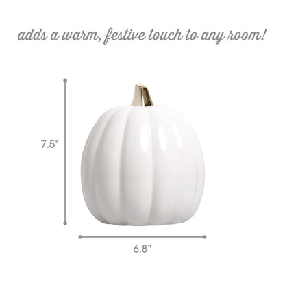 Citrouille en céramique blanche Pearhead, décoration d'automne pour la maison, décoration de fête moderne, décorations d'Halloween tendance, blanc, petit