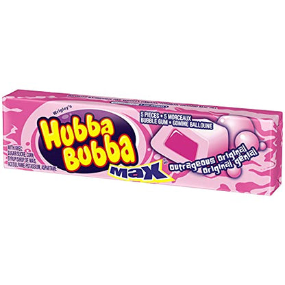 Hubba Bubba Outrageous Original Bubble Gum – 18 Packs of 5 Pieces