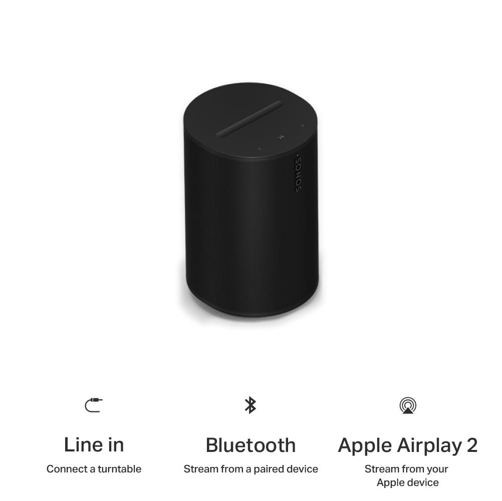 Sonos Era 100 SL - Compact, Microphone-Free Speaker with WiFi, Bluetooth - Black Sonos