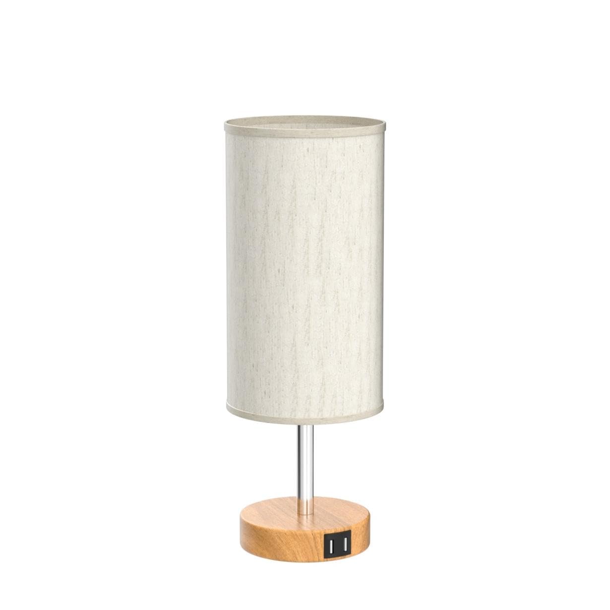 Yarra-Decor Bedside Table Lamp with USB Port - Touch Control for Bedroom Wood 3 Way Dimmable Nightstand Lamp with Round Flaxen Fabric Shade for Living Room, Dorm, Home Office (LED Bulb Included) - Available at All In One Marketplace Canada