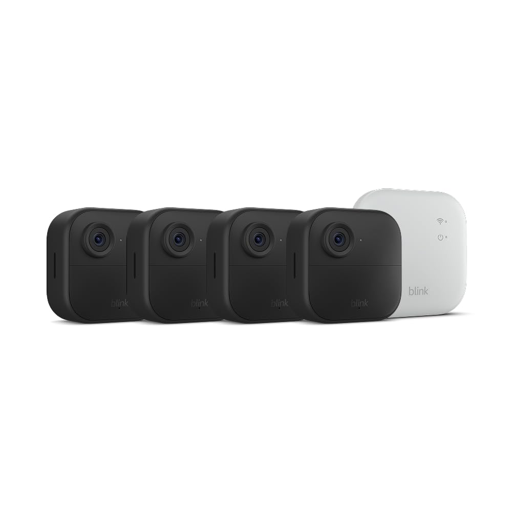 Blink Outdoor 4 XR – two-year battery wireless camera with 4x security coverage, 1000 ft open-air range or 400 ft with typical use — 4 camera system