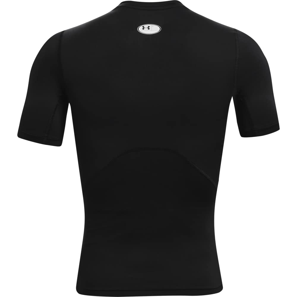 Under Armour mens Armour Heatgear Compression Short-sleeve T-shirt , Black (001)/White , Small Under Armour