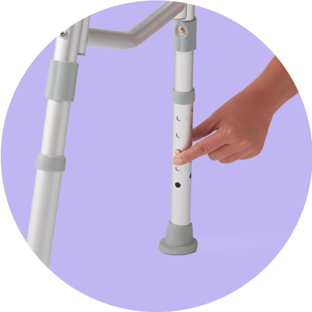 Medline Transfer Bench with Back, Gray, 1 Count (Pack of 1)