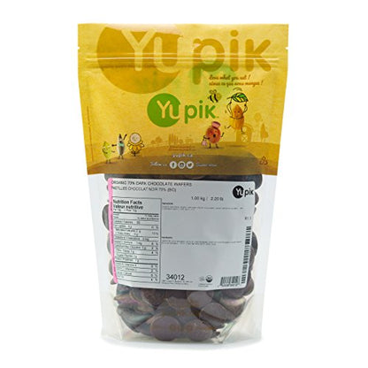 Yupik Organic 70% Dark Chocolate Wafers – 1 kg Vegan, Gluten-Free & Kosher