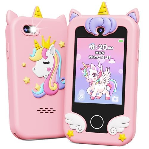 KOKODI Kids Smart Phone Toys, Christmas Birthday Gifts Dinosaur Play Phone for Girls 3-10, Touchscreen HD Dual Camera Cell Phone for Kids, Travel Toy Preschool Learning Toy 🍁 All In One Marketplace Canada