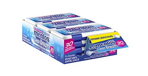 Mentos Clean Breath Peppermint Mints - 12 Pack (360 Pieces)