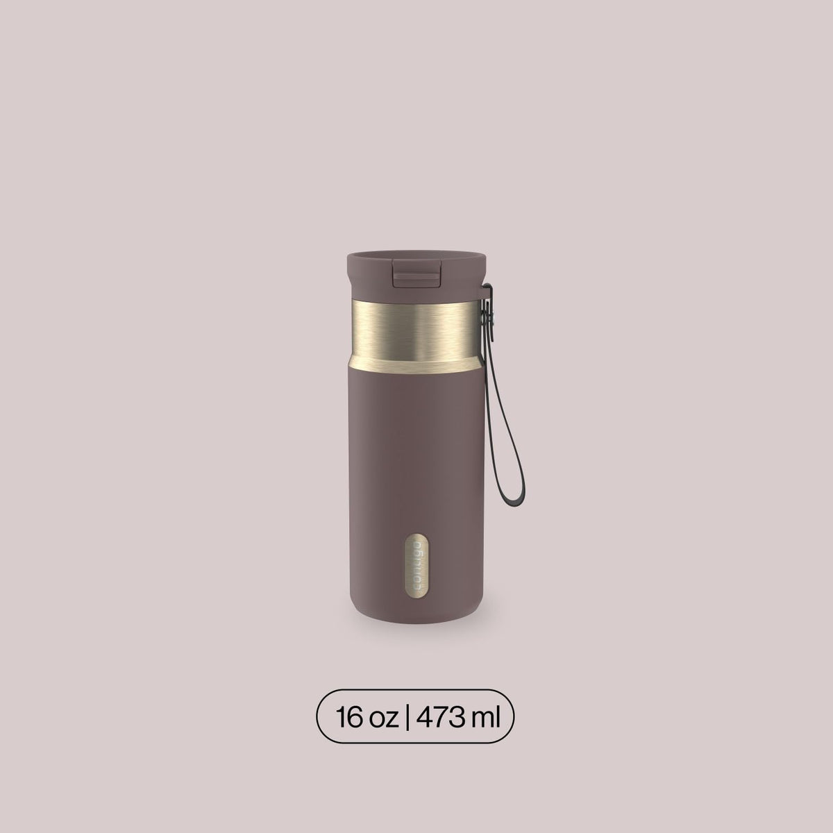 Contigo SnapSeal 16 oz Travel Mug w/Carry Strap | Vacuum-Insulated Stainless Steel for Hot Coffee & Tea or Cold Drinks | Spill-Proof Lid w/Straw Compatibility | BPA & Lead-Free | Dishwasher Safe