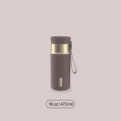 Contigo SnapSeal 16 oz Travel Mug w/Carry Strap | Vacuum-Insulated Stainless Steel for Hot Coffee & Tea or Cold Drinks | Spill-Proof Lid w/Straw Compatibility | BPA & Lead-Free | Dishwasher Safe