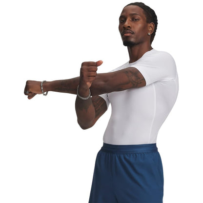 Under Armour Mens Armour HeatGear Compression Short-Sleeve T-Shirt, White (100)/Black, Small Under Armour