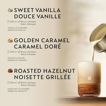 Nespresso Vertuo Flavored Coffee Capsules Variety Pack - 60 Pods (Vanilla, Hazelnut, Caramel)
