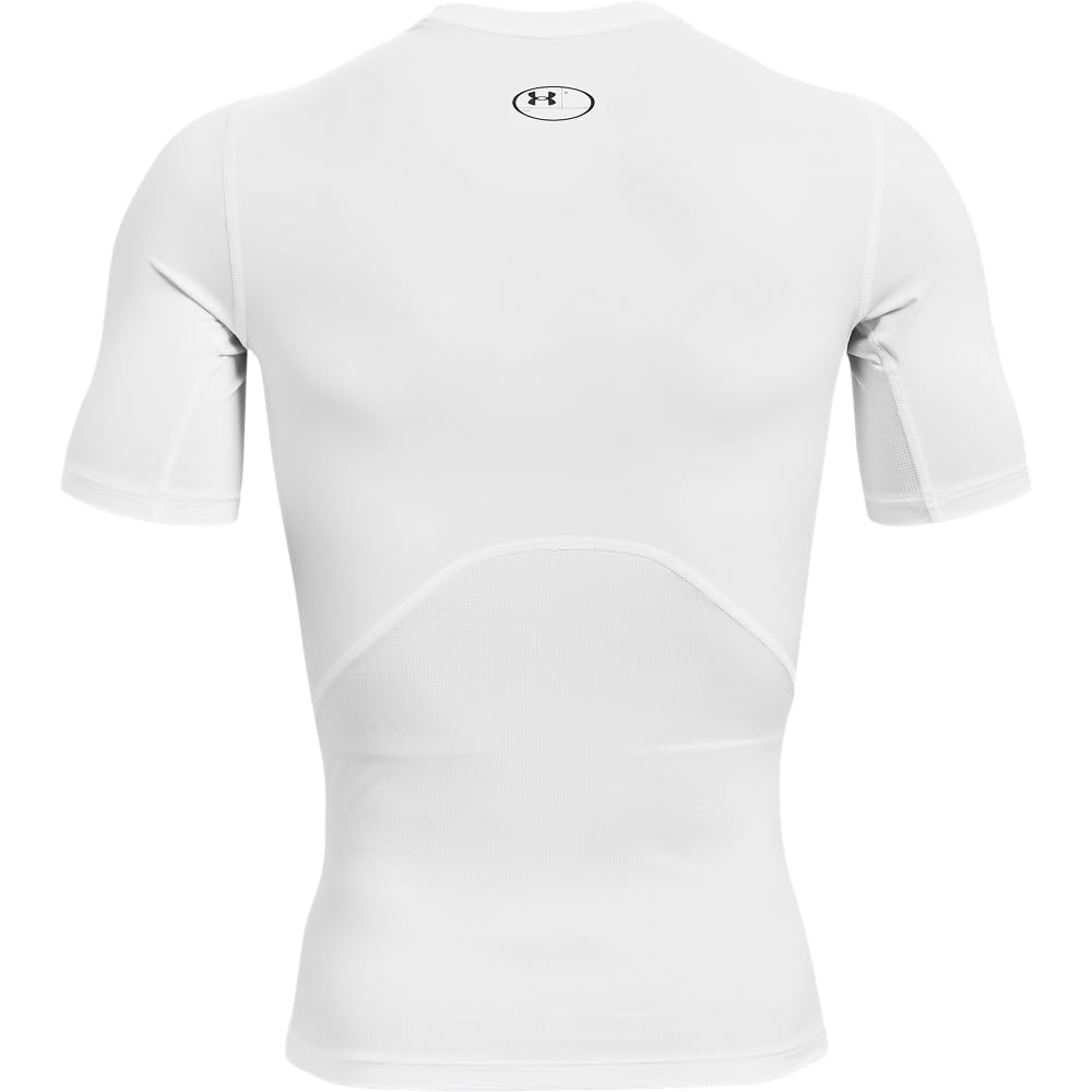 Under Armour Mens Armour HeatGear Compression Short-Sleeve T-Shirt, White (100)/Black, Small Under Armour