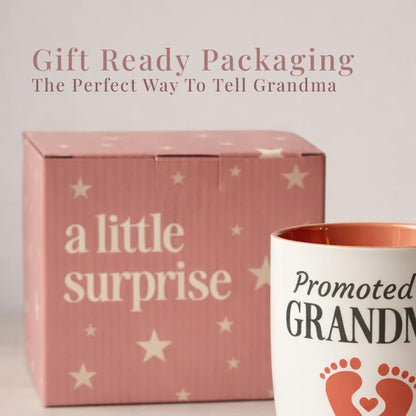 Triple Gifffted Promoted to Grandma Coffee Mug, Baby Reveal, 380 ml Ceramic 🍁 All In One Marketplace Canada