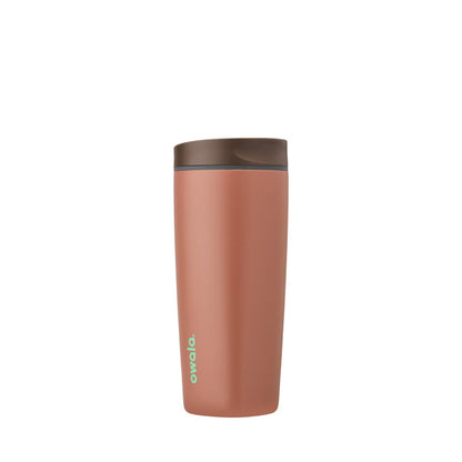 Owala SmoothSip Slider Insulated Stainless Steel Coffee Tumbler, Reusable Iced Coffee Cup, Hot Coffee Travel Mug, BPA Free 20 oz, Cozy Cocoa