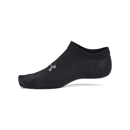 Under Armour Unisex-Adult Essential No Show Socks 6 Pack , (001) Black / Black / Castlerock , Large - Available at All In One Marketplace Canada