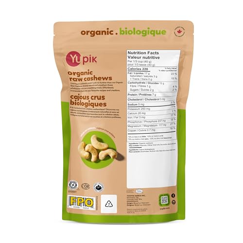 Yupik Organic Raw Cashews – 1 kg Whole Nuts, Kosher & Gluten-Free