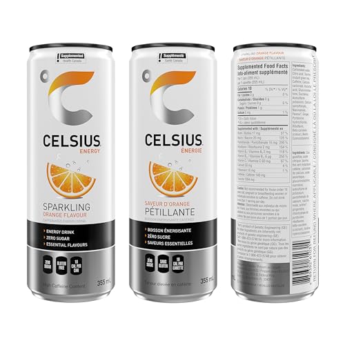 CELSIUS Sparkling Orange Zero Sugar Energy Drink, 355ml (12-Pack)