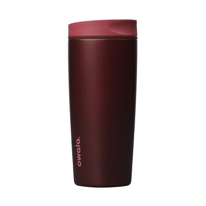 Owala SmoothSip Slider Insulated Stainless Steel Coffee Tumbler, Reusable Iced Coffee Cup, Hot Coffee Travel Mug, BPA Free 20 oz, Black Cherry