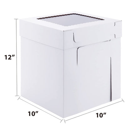 Huoshange Tall Cake Boxes for Tier Cakes,10x10x12 Inch [3 Pack ] Sturdy Tall Cake Box with Window,White Wedding Cake Boxes,Layer Cake Carrier,Disposable Cake Containers 🍁 All In One Marketplace Canada
