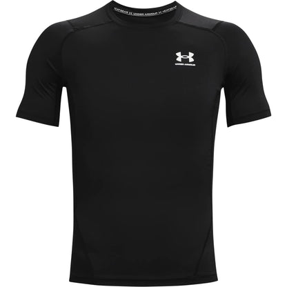 Under Armour mens Armour Heatgear Compression Short-sleeve T-shirt , Black (001)/White , Small Under Armour