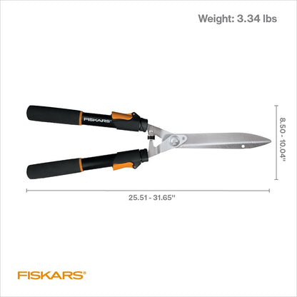 Fiskars 25-33" Power-Lever Extendable Garden Hedge Shears, 10” Blades