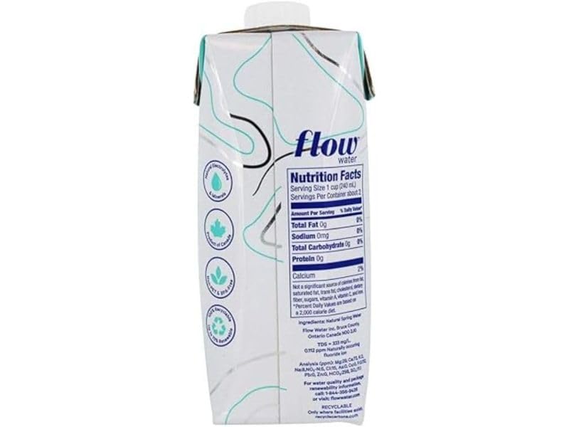 Flow Alkaline Spring Water – pH 8.1 Natural Mineral Water, 12 x 500ml Pack, Sustainable Packaging