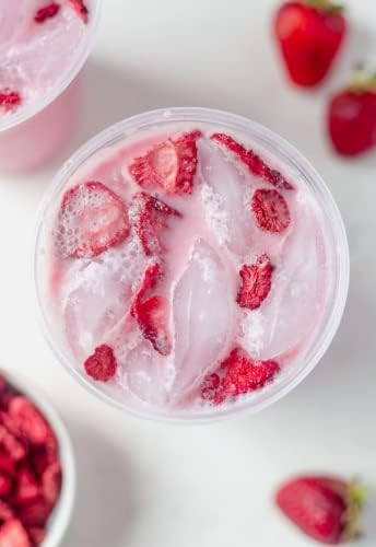 Freeze Dried Strawberries | Dried Strawberry Slices, 200+Slices | 100% Natural | Gluten Free | For Garnishing Cocktails, Cake Decoration, Baking, Fruit, Sorbet, Tea, Cooking | 2.82 oz,75 Grams PET Jar 🍁 All In One Marketplace Canada