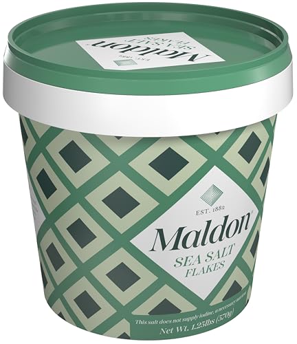 Maldon Sea Salt Flakes - 20 oz Resealable Tub of Gourmet Pyramid Crystals