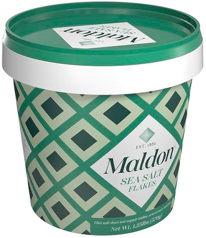 Maldon Sea Salt Flakes - 20 oz Resealable Tub of Gourmet Pyramid Crystals
