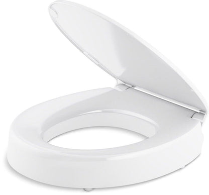 KOHLER Hyten Elevated Quiet-Close Round-Front Toilet Seat, White