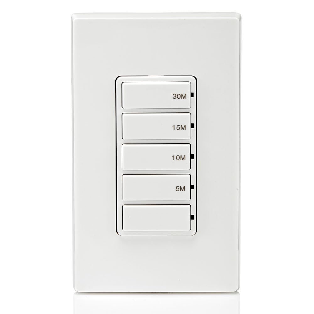 Leviton 2-Pack Countdown Timer Switch for Bathroom Fan and Household Lights, 5-10-15-30 min, No Neutral Required, Single Pole, 15A, 1/2HP/9.8A Fan/Motor, DT130-1LW, White 🍁 All In One Marketplace Canada