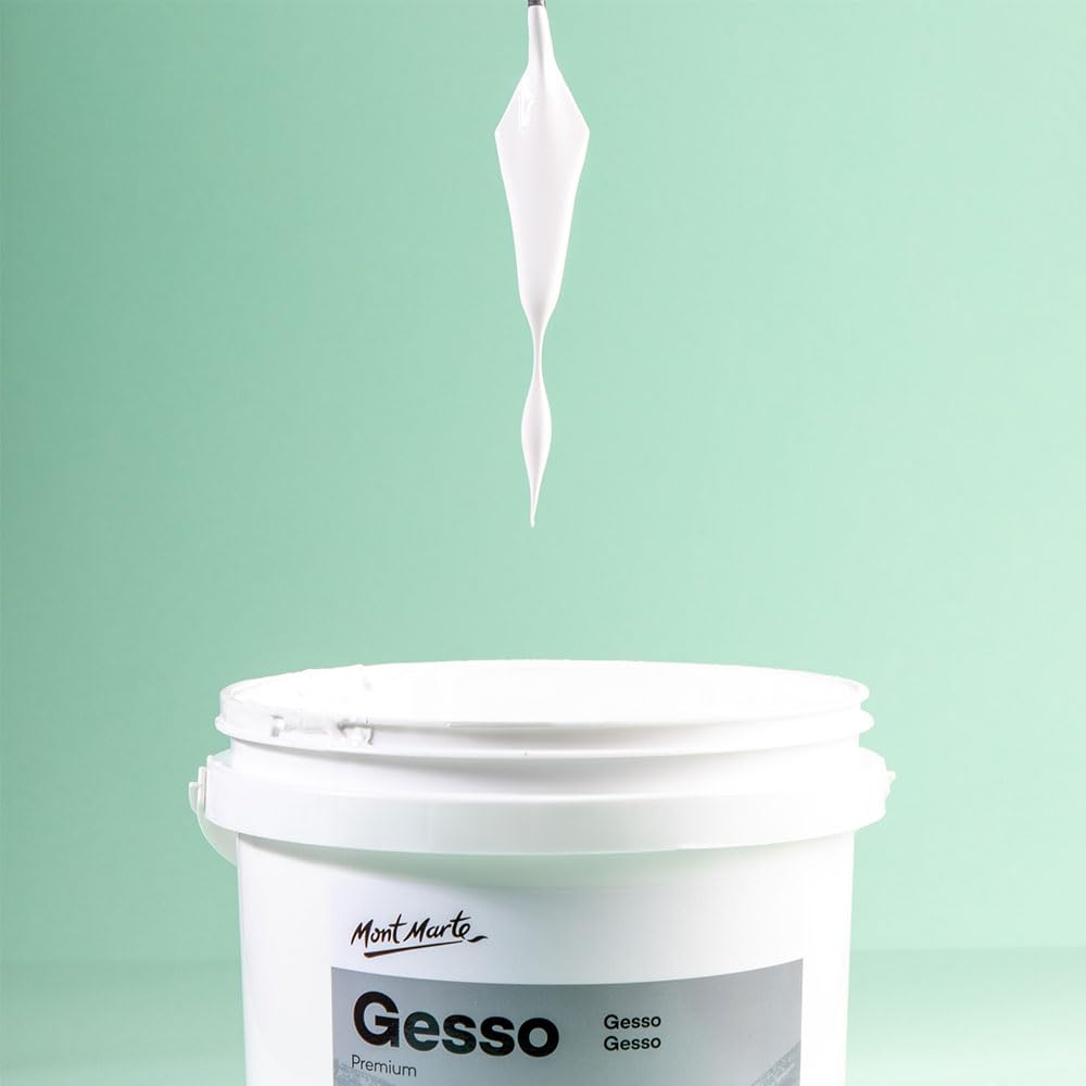 Mont Marte Premium Gesso Universal Primer 1.89L (64oz), Suitable for Acrylic Paint, Oil Paint, Colour Pencils, Pastels, Graphite and Charcoal