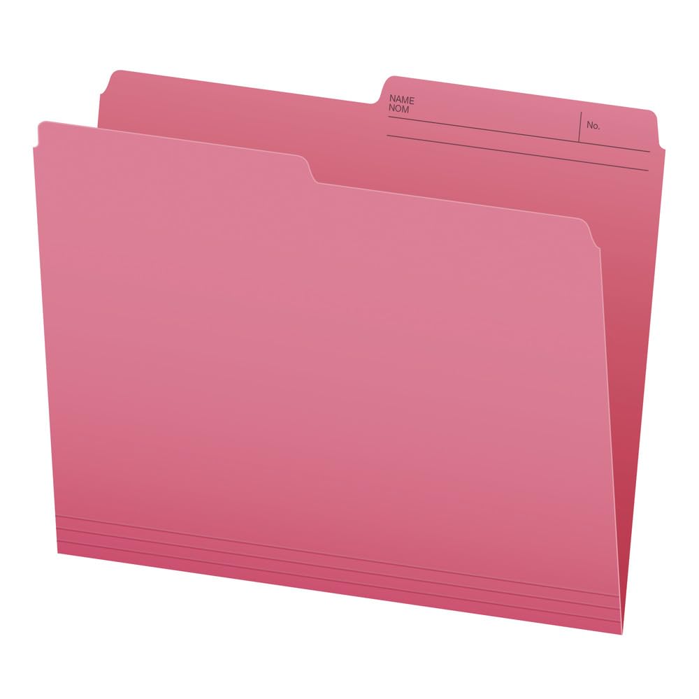 Pendaflex File Folders, 1/2 Cut Tab, Letter Size, Pink, Durable Paper Stock, 100/Box, Ideal for Office/Home/School File Organization, Made in Canada Pendaflex