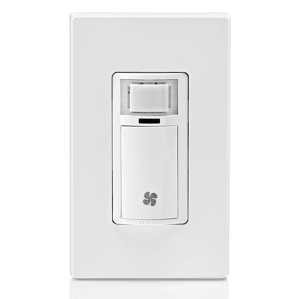 Leviton Humidity Sensor Switch for Bathroom Exhaust Fan, automate Ventilation, air Circulation, Moisture Control, ¼ HP, Single Pole, DHS05-1LW, White Leviton