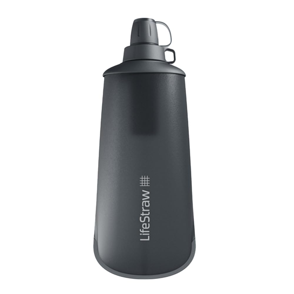 LifeStraw Peak Series - Collapsible Squeeze Bottle Water Filter System – 650ml for Trail Running, Through Hiking, Travel, Cycling, and Fishing; BPA-Free; Dark Mountain Gray 🍁 All In One Marketplace Canada