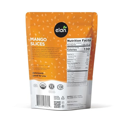 Elan Organic Mango Slices – Sulphite-Free, No Added Sugar, Non-GMO, Vegan & Gluten-Free, 125g (8 Count)