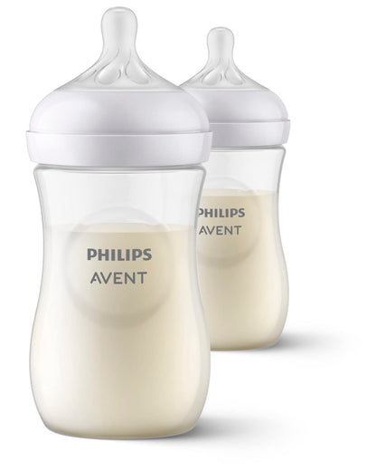 Philips Avent Natural Baby Bottles with Natural Response Nipples (Medium Flow, Flow 3), 9oz, 2-pack, SCY903/02