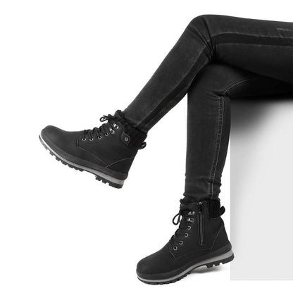 ziitop Womens Snow Boots Waterproof Warm Fur Lined Ankle Booties Ladies Lace Up Hiking boots Non Slip Platform Boots with Side Zipper Outdoor Winter Boots Black US 7 🍁 All In One Marketplace Canada