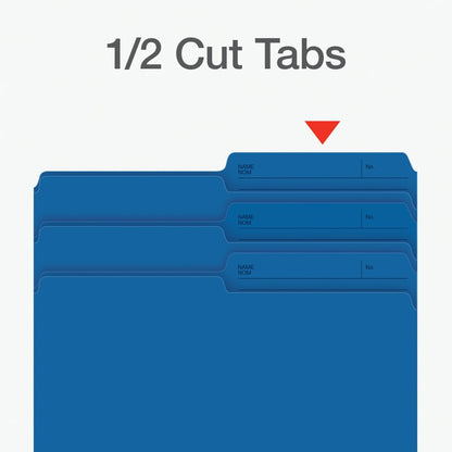 Pendaflex File Folders, Blue Colour File Organizers, 1/2 Cut Tab, Letter Size, Durable Paper Stock, 100/Box, Ideal for Office, Home, and School Filing Needs Pendaflex