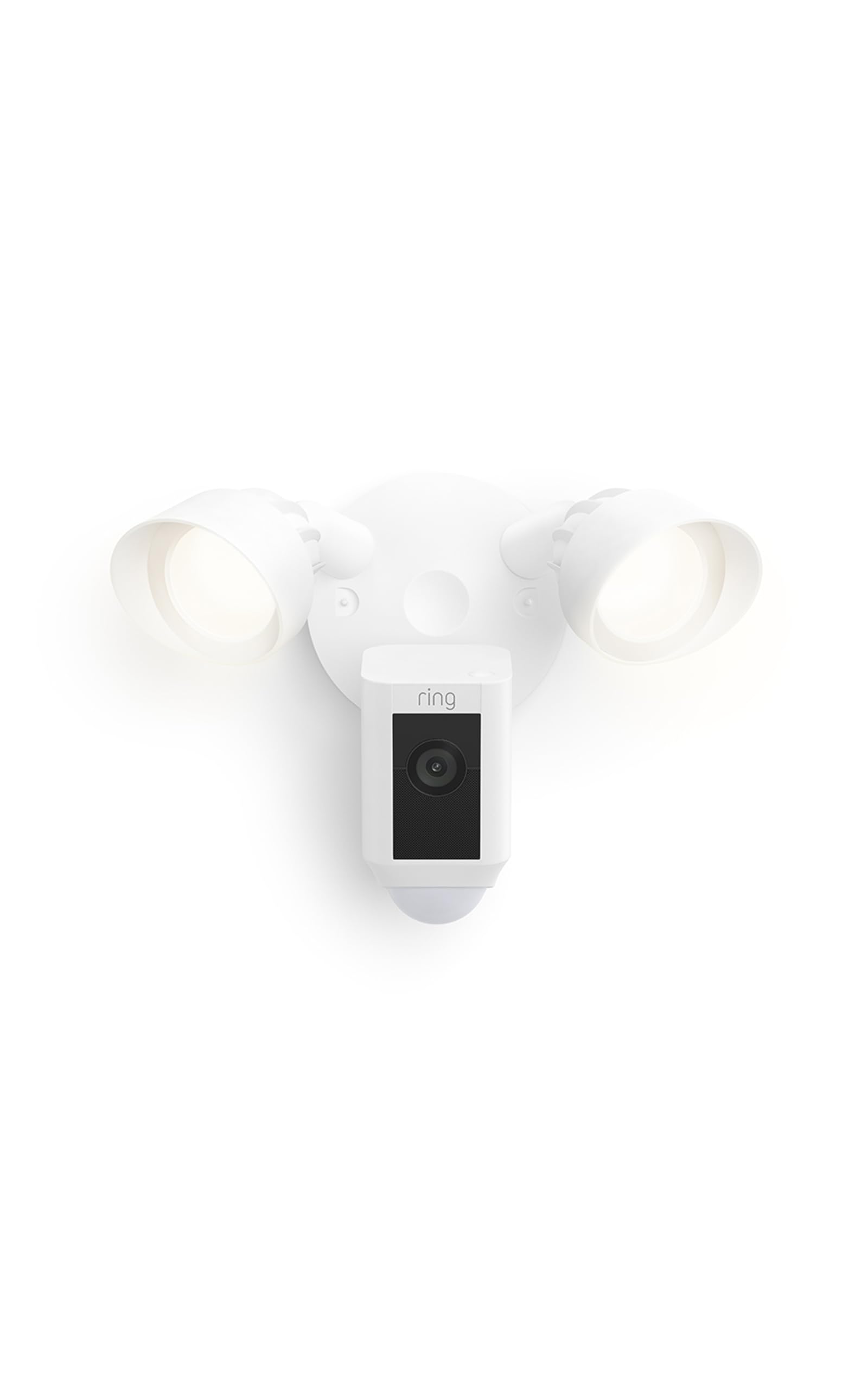 Ring Floodlight Cam Wired Plus with motion-activated 1080p HD video, White