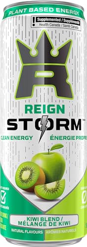Reign Storm Kiwi Blend Energy Drink – 355 mL Cans (12 Pack) | Zero Sugar, Plant-Based Caffeine
