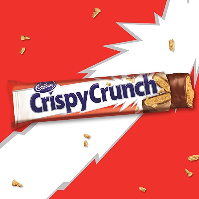 Cadbury Crispy Crunch Chocolate Bars, 48g Each - Box of 24 Individual Wrapped Pieces