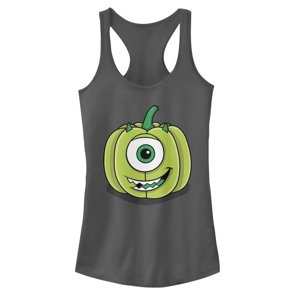 Disney Women's Pixar Monsters Mike Green Pumpkin Halloween Juniors Racerback Tank, Charcoal, XX-Large