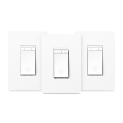 Kasa Smart Single Pole Dimmer Switch by TP-Link (HS220P3)- 2.4GHz Wi-Fi Connection Required, Dimmer Light Switch for LED Lights, Works with Alexa and Google Home, UL Certified, 3-Pack ,white