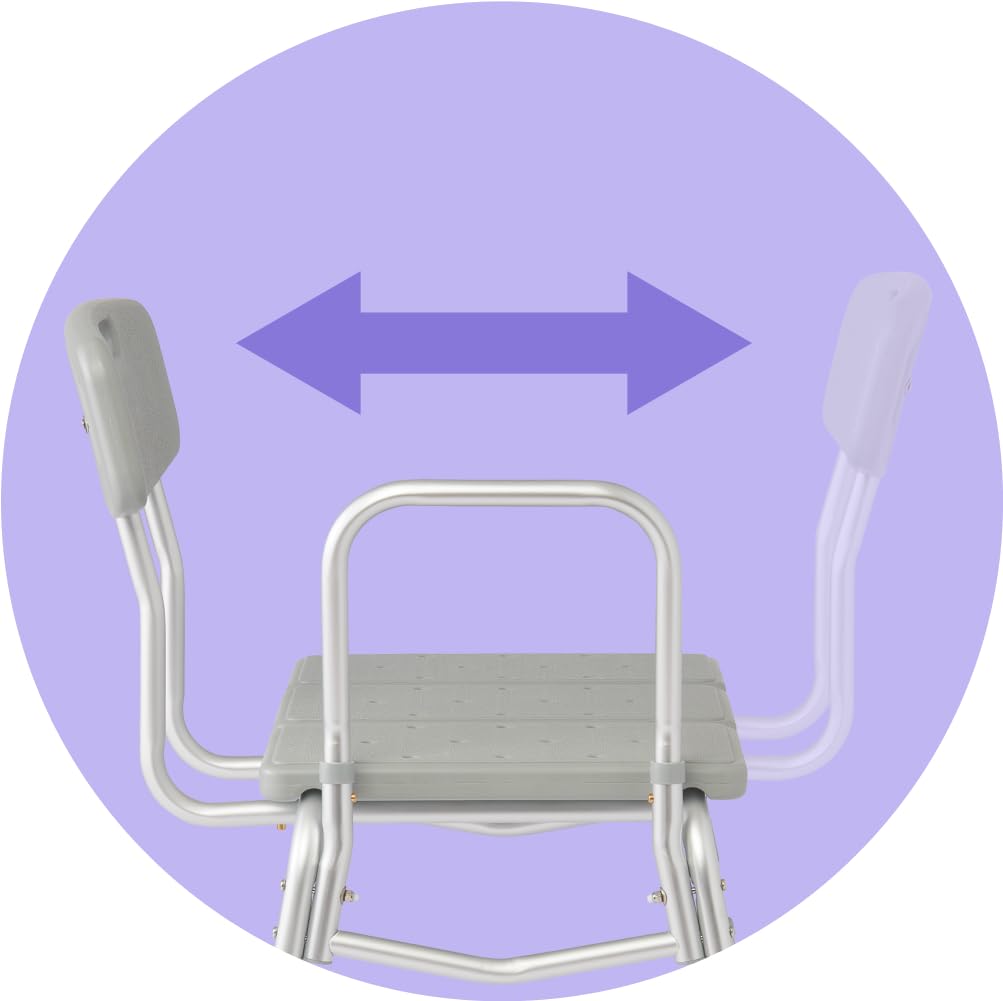 Medline Transfer Bench with Back, Gray, 1 Count (Pack of 1)