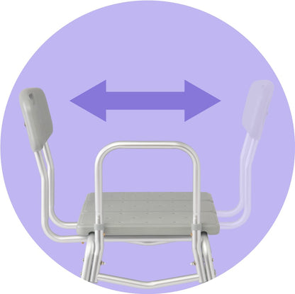 Medline Transfer Bench with Back, Gray, 1 Count (Pack of 1)