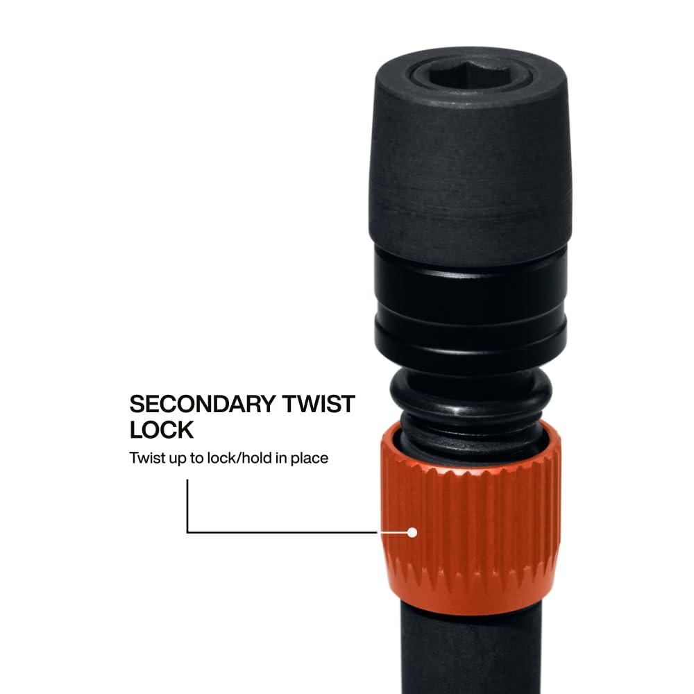 Klein Tools 31088 6-Inch Dual-Lock Extension, 1/4-Inch Hex Shank Impact Bit Holder, Quick-Release Locking Mechanism with Secondary Twist Lock, Compatible with Impact Drivers and Drills