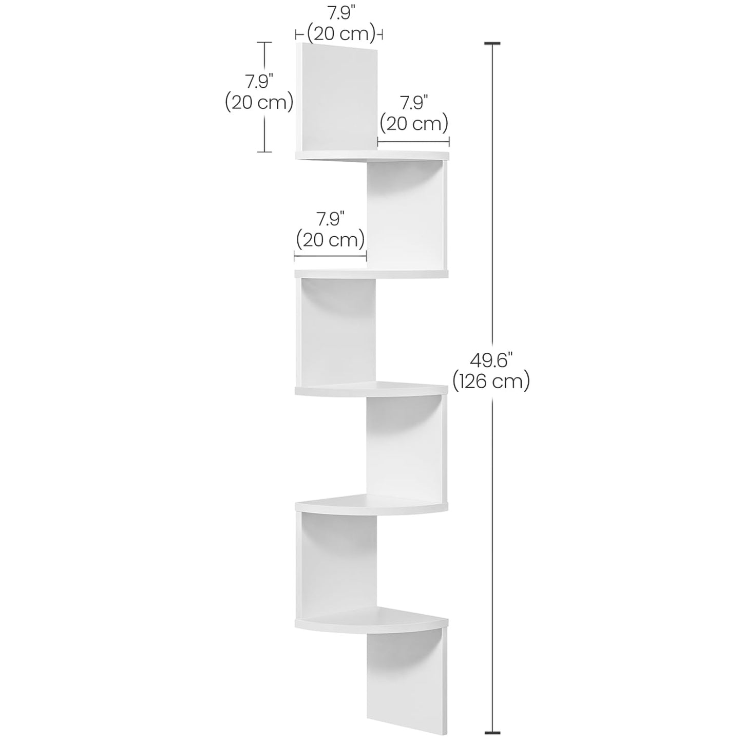 VASAGLE CUSTOS Collection - Corner Shelf Wall Mount, 5-Tier Floating Corner Bookshelf, Plant Shelf for Bedroom, Living Room, Bathroom, Home Office, Cloud White ULBC72WT VASAGLE