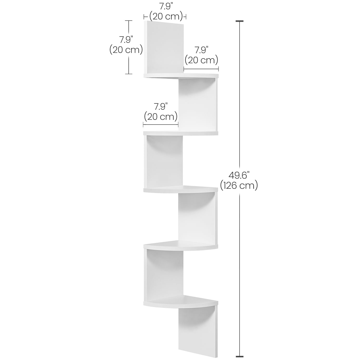VASAGLE CUSTOS Collection - Corner Shelf Wall Mount, 5-Tier Floating Corner Bookshelf, Plant Shelf for Bedroom, Living Room, Bathroom, Home Office, Cloud White ULBC72WT VASAGLE
