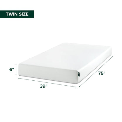 Zinus Twin Mattress - 6 Inch Green Tea Infused Memory Foam Mattress, Mattress in a Box, CertiPUR-US Certified Foam with Pressure Relief, 10-Year Warranty, Twin Size Zinus