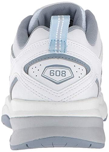 New Balance Women's 608 V5 Casual Comfort Cross Trainer, White/Light Blue, 8 M